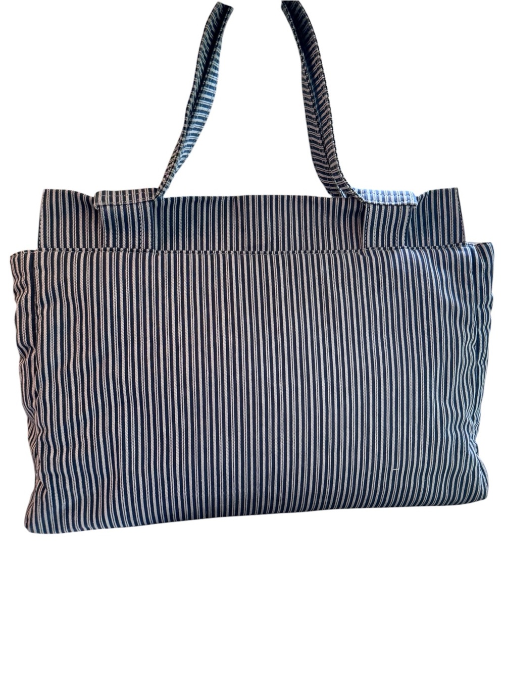 Chanel Striped Chambray Blue & Beige Canvas Tote - Picture 2 of 9